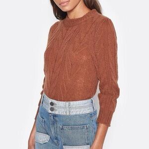 Joie Tenzin Chevron Knit Wool and Cashmere Sweater | Caramel Brown